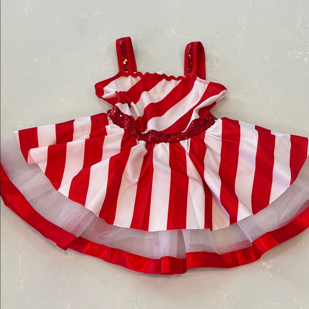 Red and White Striped Kids Costume Dress